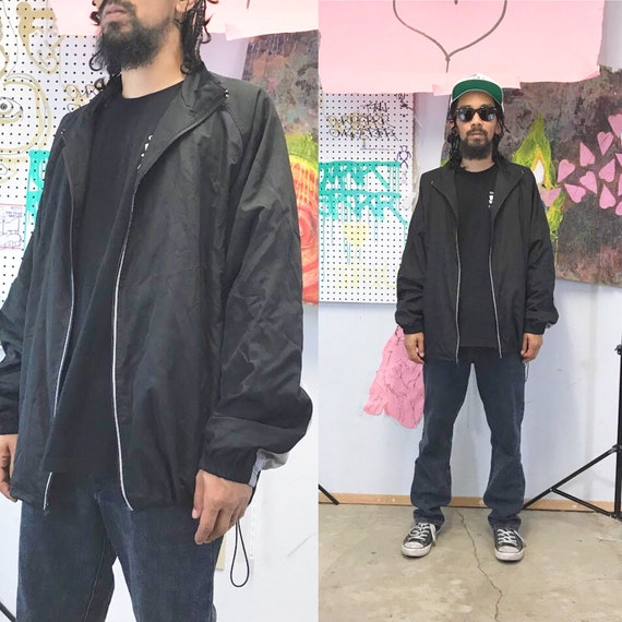 Vintage black windbreaker jacket size xl minimal black