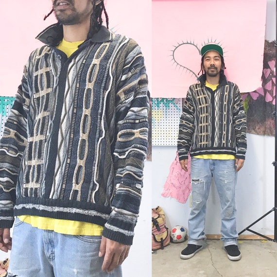 Vintage coogi style sweater knit colorful biggie s