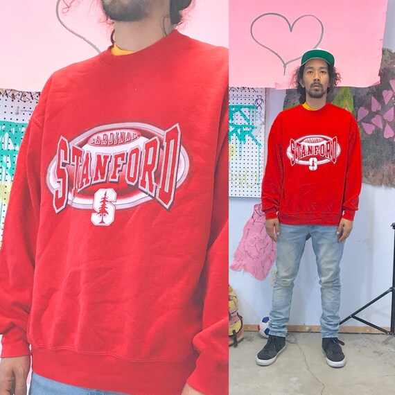 Vintage red sweatshirt stanford size large pro player college sweatshirt 1990s 1980s 90s 80s