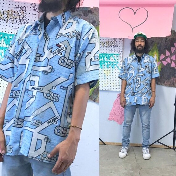 Vintage fubu shirt all over print loud print 1990s