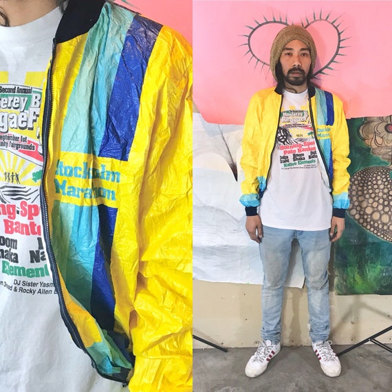 Vintage Tyvek Jacket by Sonteco Stockholm Marathon XL 1990s 1980s