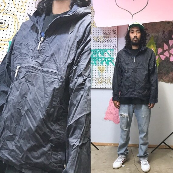 Vintage calvin klein windbreaker hoodie black 3/4 zip size large black hip hop wu tang