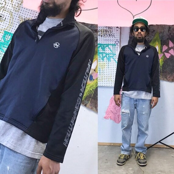 Vintage nautica pullover sweatshirt sweater black script size medium 1990s 1980s