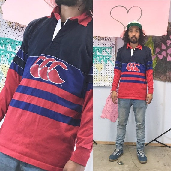 Vintage rugby shirt canterbury new zealand colorblock 1990s 1980s size medium
