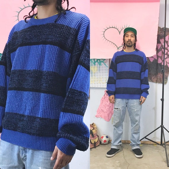 Vintage Blue Striped Sweater By High Sierra Large 1990s 1980s