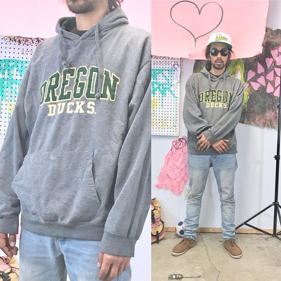Vintage hoodie oregon ducks size medium 1990s 1980s grey green