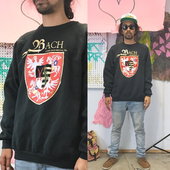 Vintage bach sweatshirt size xl black oversized composer music 1980's 1990s