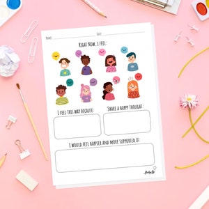 Kids Feelings Check-in Printable Worksheets | Children Mental Health Check-in | Feelings Chart | Therapy Tools | Wellbeing check-in Download