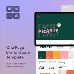 One Page Brand Guidelines Template – Canva, InDesign, Illustrator & Adobe Express | Editable Brand Board for Designers