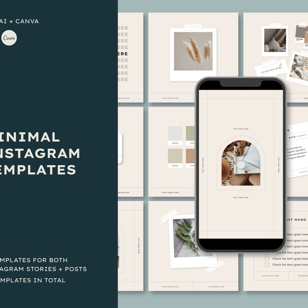 Minimale Instagram Post Vorlagen | Canva + Adobe Illustrator