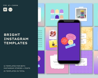 Bright Instagram Post Templates  | Canva + Adobe Illustrator