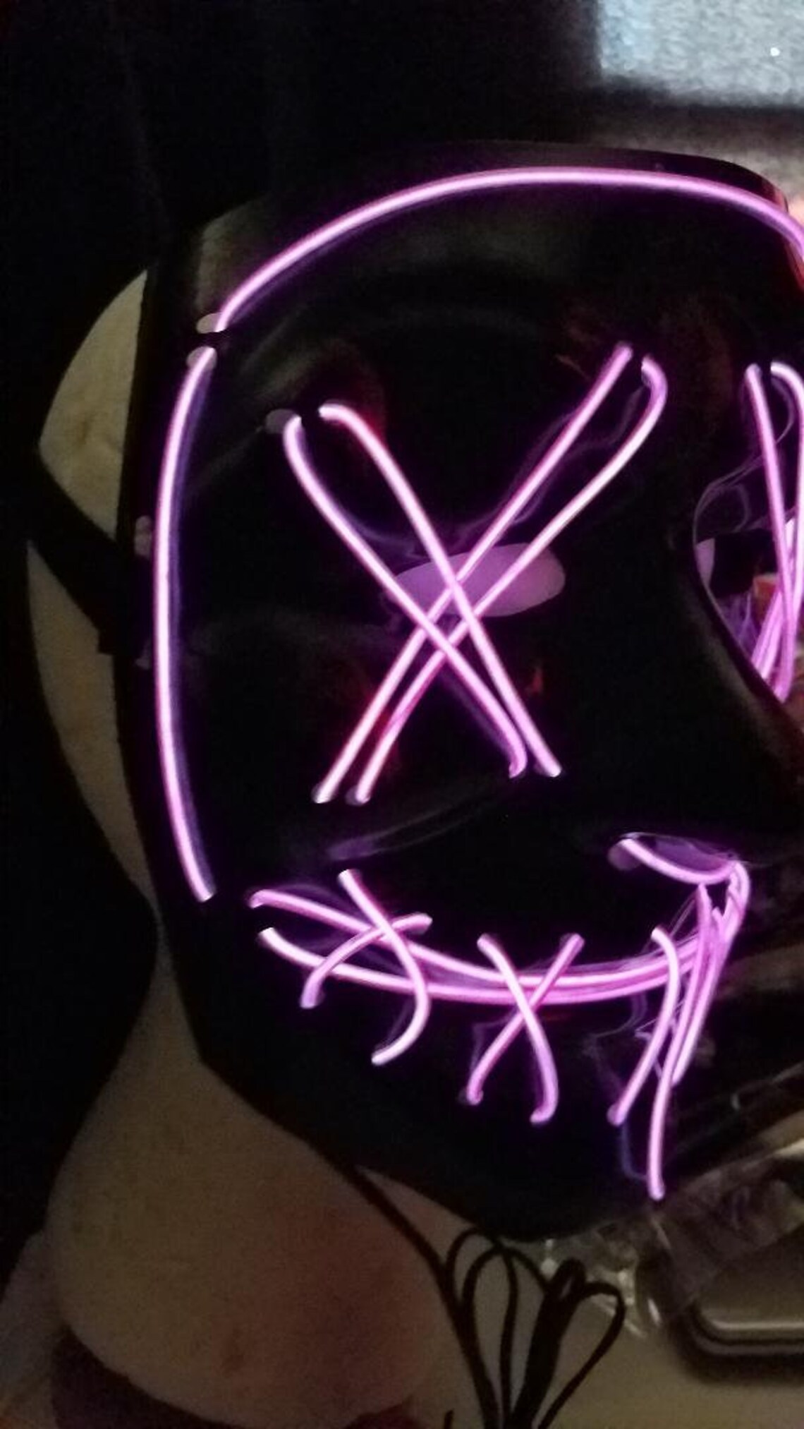 Mip PURPLE LED Mask Light Up Scary Mask EL Wire Etsy