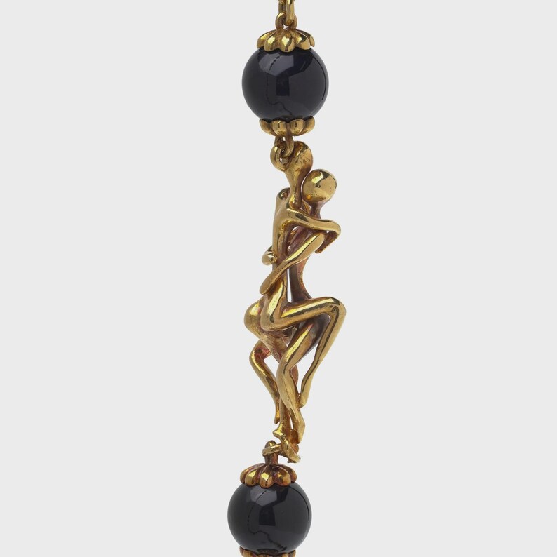 Vintage Graff 18kt Gold and Onyx Figural Necklace