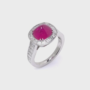 18kt White Gold Sugarloaf Ruby & Diamond Ring