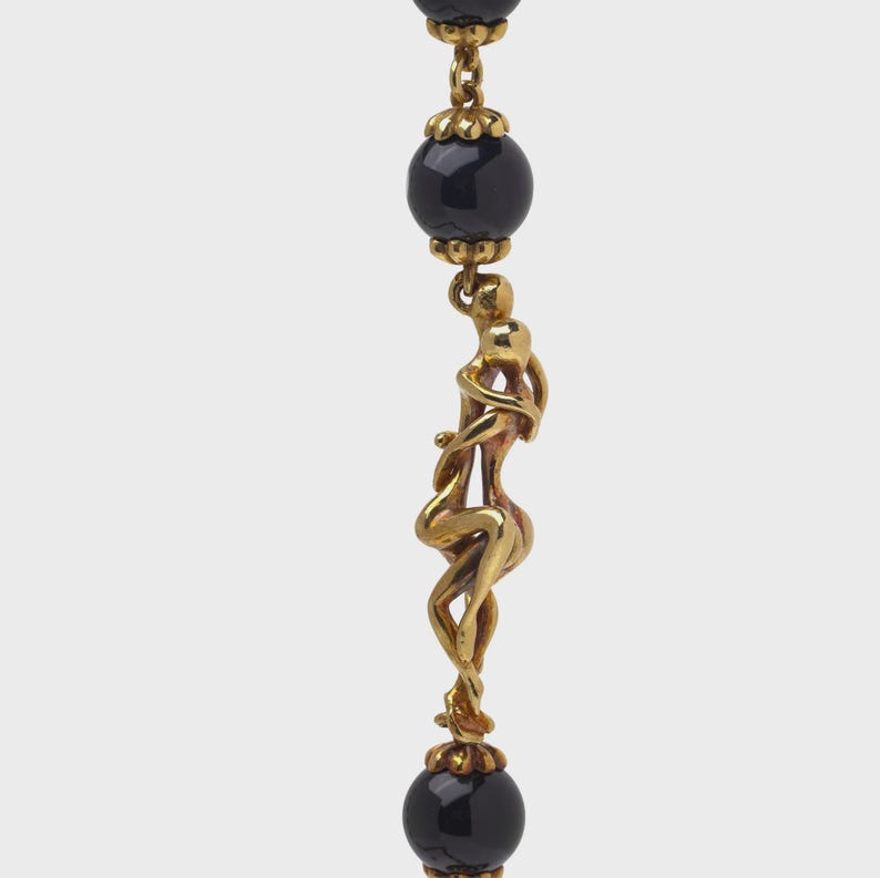 Vintage Graff 18kt Gold and Onyx Figural Necklace