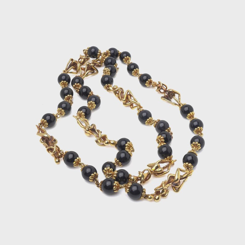 Vintage Graff 18kt Gold and Onyx Figural Necklace