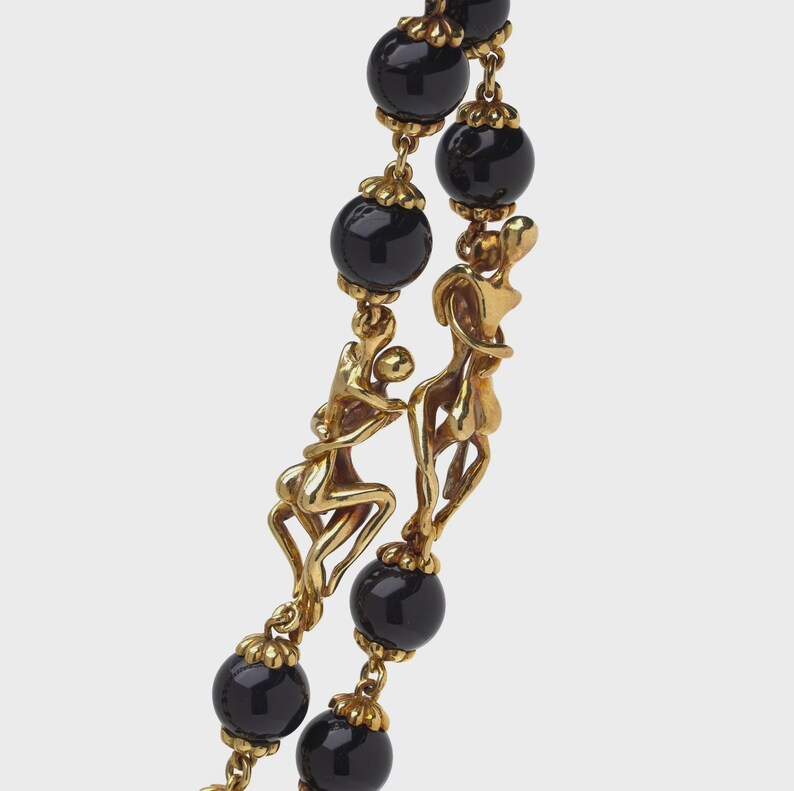 Vintage Graff 18kt Gold and Onyx Figural Necklace