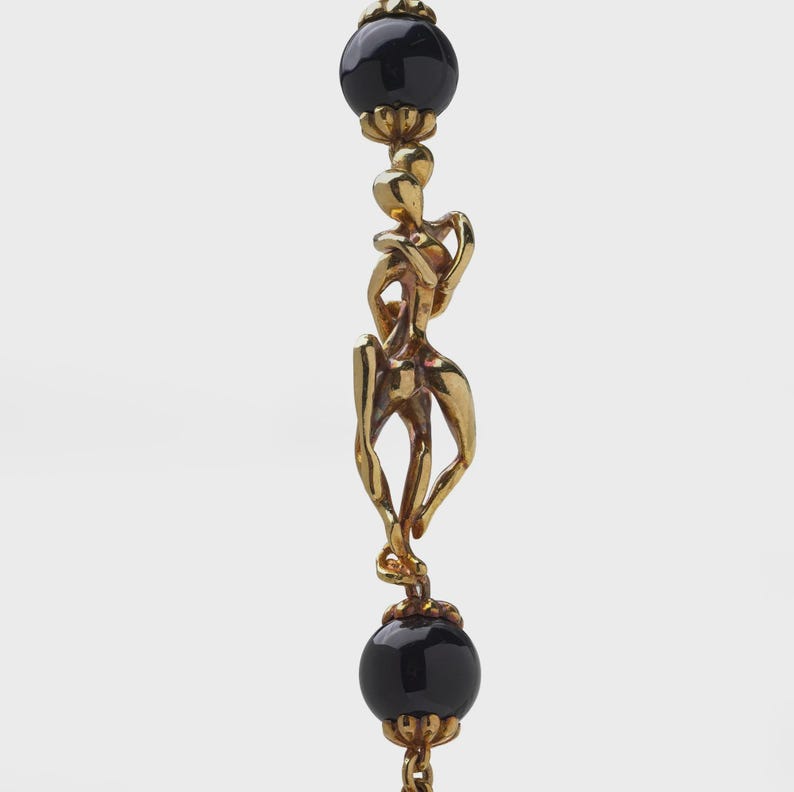 Vintage Graff 18kt Gold and Onyx Figural Necklace