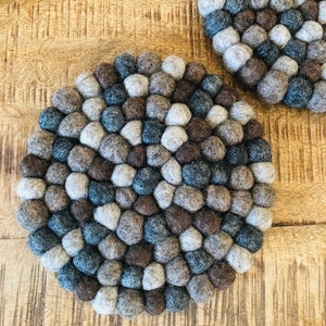 Felt Ball Coasters -Coasters-Pot Coasters-Felt Ball - Wool Felt