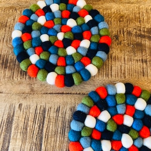 Felt Ball Coasters -Coasters-Pot Coasters-Felt Ball - Wool Felt