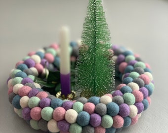 Door wreath-Christmas wreath-Advent wreath-felt ball