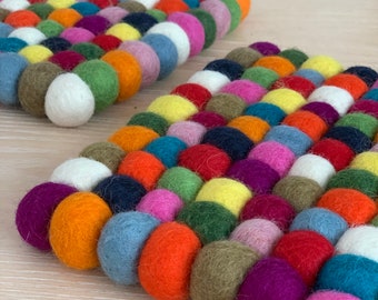 Felt Ball Coaster -Coaster-Pot Coaster-Felt Ball - Wool Felt