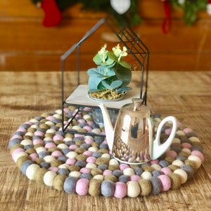 37 cm round wool felt &quot;coaster- pad - table top-seat cushion- felt ball-coaster-chair cushion- floor seat cushion&quot;