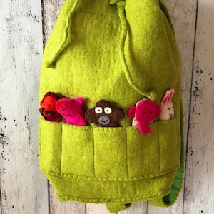Backpack with finger puppet felt ball- bag- dolls-