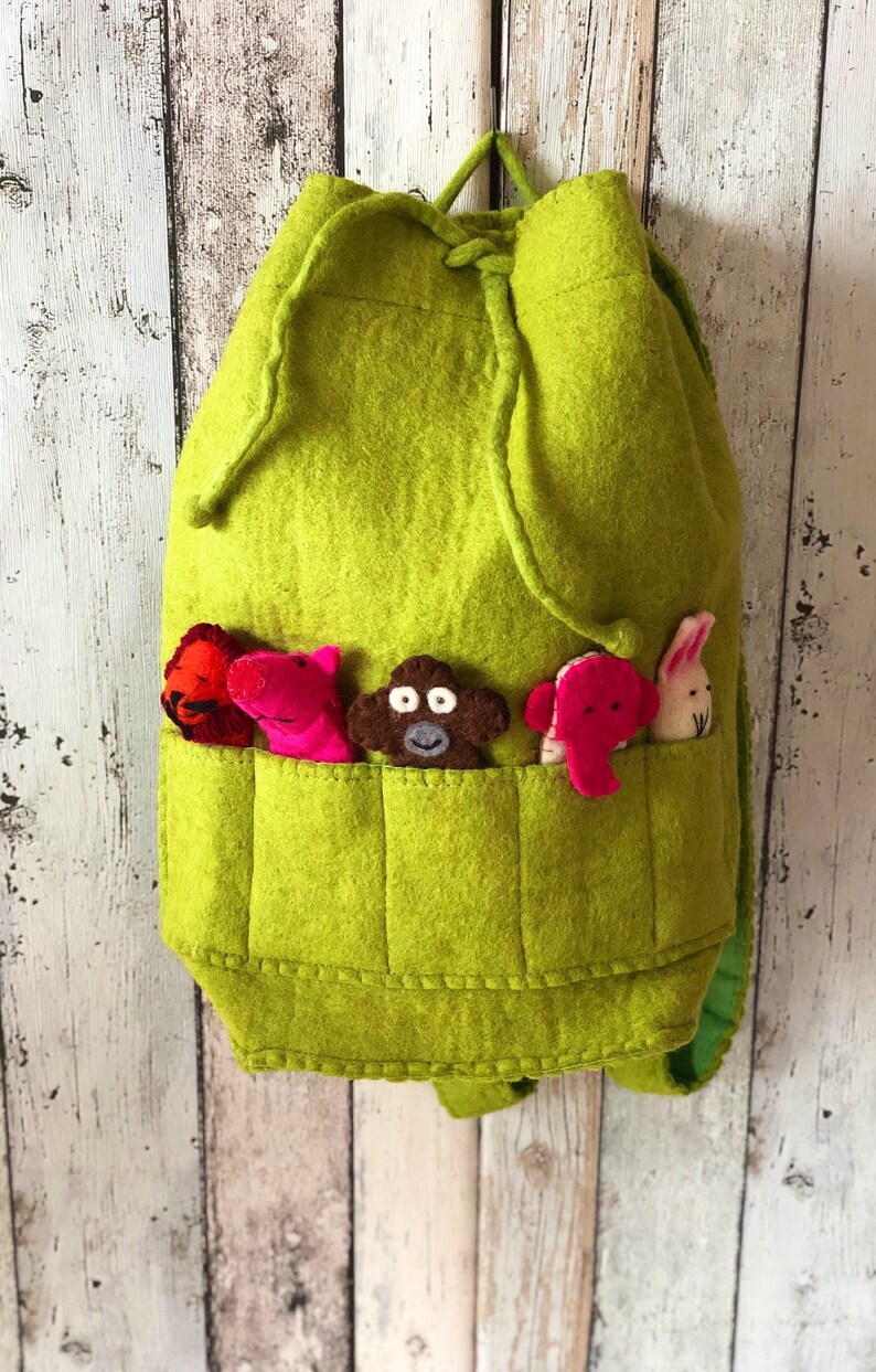 Backpack With Finger Puppet Felt Ball Bag Dolls Etsy