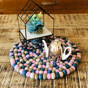 35 cm round wool felt &quot;coaster- pad - table top-seat cushion- felt ball-coaster-chair cushion- floor seat cushion&quot;