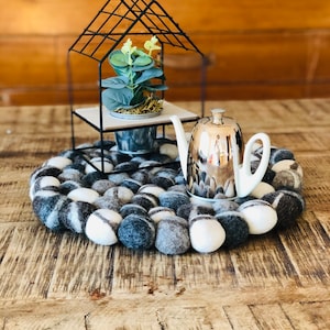 35 cm round wool felt &quot;coaster pad - table support-seat cushion- felt ball coaster-chair cushion- floor seat cushion&quot;