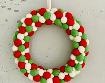 Door wreath-Christmas wreath-Advent wreath-felt ball wreath-table wreath-felt ball wreath