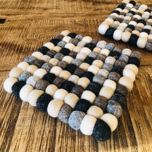 Felt Ball Coasters -Coasters-Pot Coasters-Felt Ball - Wool Felt