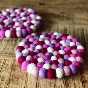 Felt Ball Coasters -Coasters-Pot Coasters-Felt Ball - Wool Felt