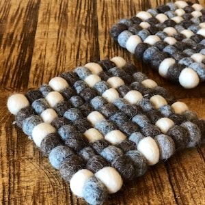 Felt Ball Coasters -Coaster-Pot Coasters-Felt Ball - Wool Felt Glass Coasters