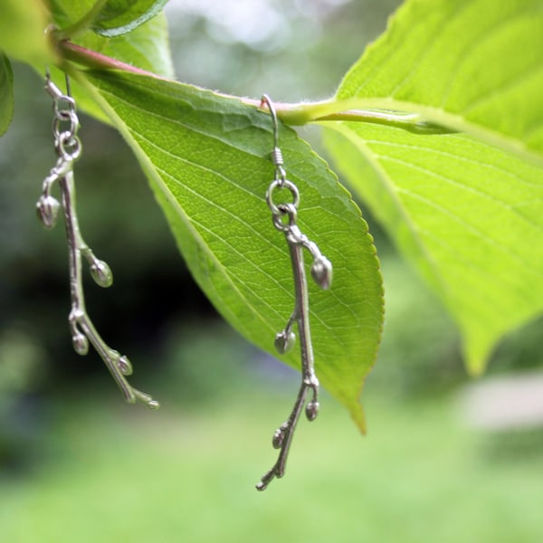 Handmade Silver Orchid Buds Earrings