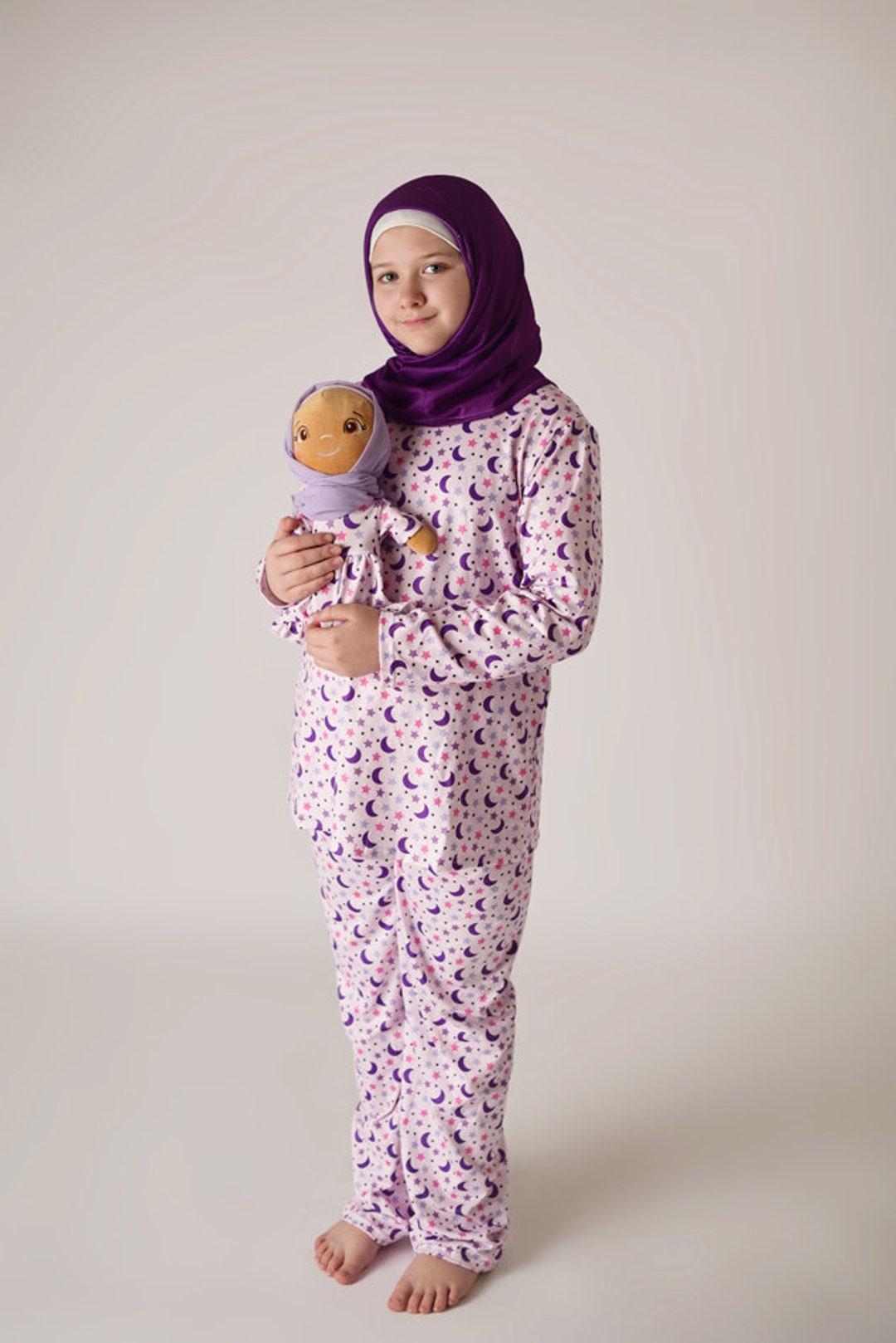 Ramadan & Eid Moon and Star Pajamas. Soft Fabric Girls Purple - Etsy