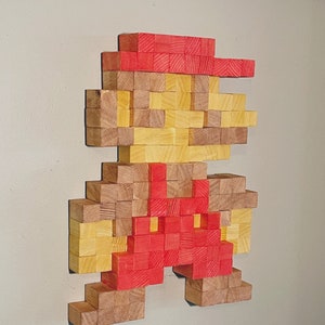 Mario 8-bit Wooden Pixel Fan Art