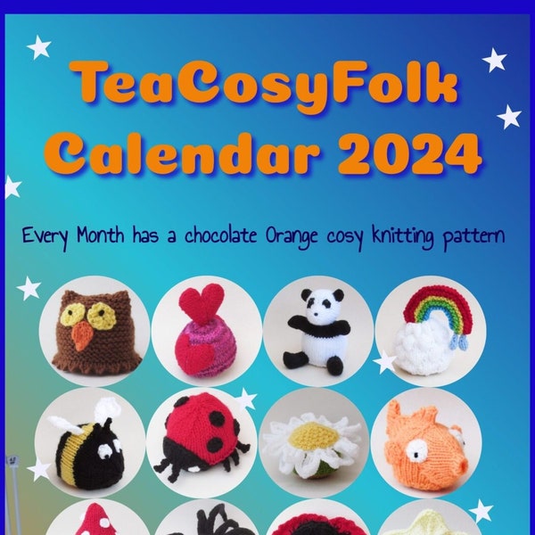 TeaCosyFolk Strickmuster-Kalender 2024 - 12 Strickmuster in einem hellen A4 Wandkalender - Tolle Geschenkidee für Strickerinnen!