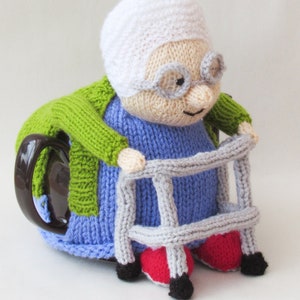 Granny and her Zimmer Tea Cosy Knitting Pattern to Knit your own Nana Teapot cover