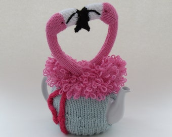 Flamingo Tea Cosy Knitting Pattern to knit your own wonderfully pink teapot cover.