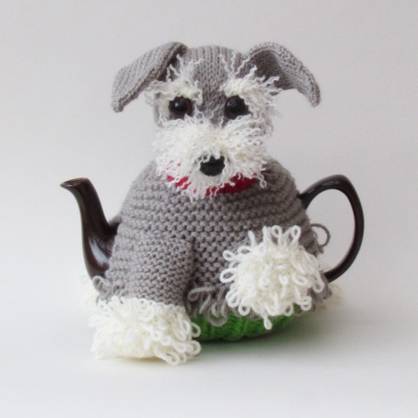 Miniature Schnauzer Tea Cosy Knitting Pattern to knit your own adorable schnauzer teapot cover