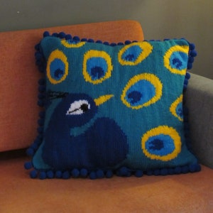 True Colours Peacock Cushion Knitting Pattern