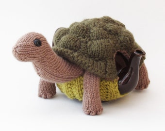 TeaCosyFolk's Galapagos Giant Tortoise Tea Cosy knitting pattern to knit your own tortoise teapot warmer - perfect for reptile lovers!