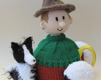 TeaCosyFolk's Sheep Farmer Tea Cosy Knitting Pattern to knit your own one man and his dog inspired tea cosy