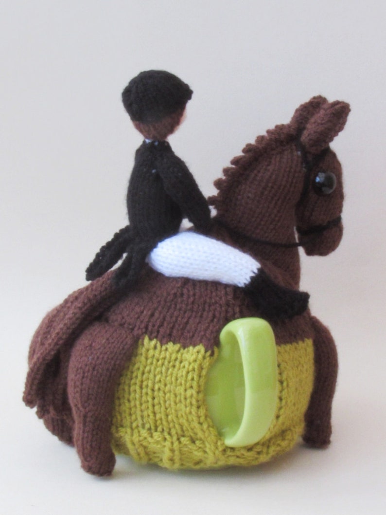 Dressage Horse and Rider Tea Cosy Knitting Pattern to knit this amazing equestrian teapot cover for horse lovers image 6