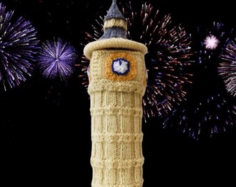 Teacosyfolks Big Ben Wine Bottle Cover Knitting Pattern, a London