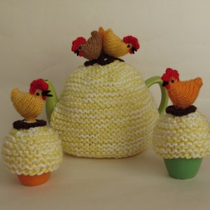 Patrón de tejido para fundas para tetera y huevo de Country Chickens