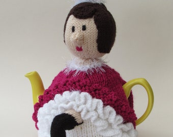 French Can-Can Dancer Tea Cosy Knitting Pattern to knit your own dancing girl