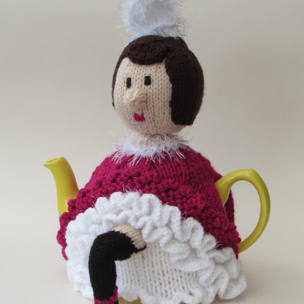 French Can-Can Dancer Tea Cosy Knitting Pattern to knit your own dancing girl